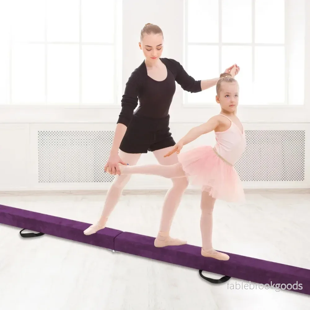 Balansbom – för barn, hopfällbar gymnastikbom med bärhandtag, violett – 270 cm – Lila - Bild 3