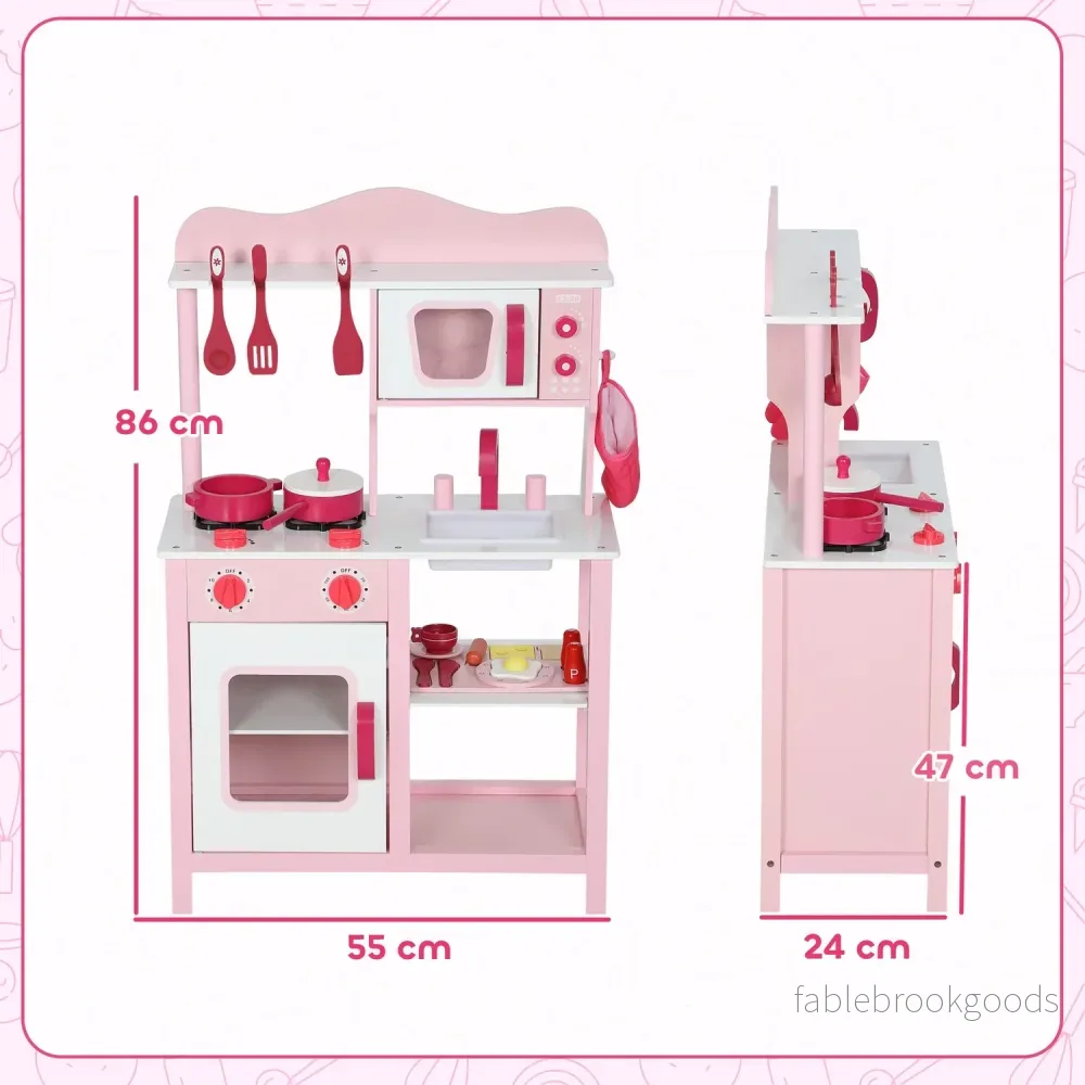 Trälekkök med tillbehör – rosa, kompakt - Bild 3