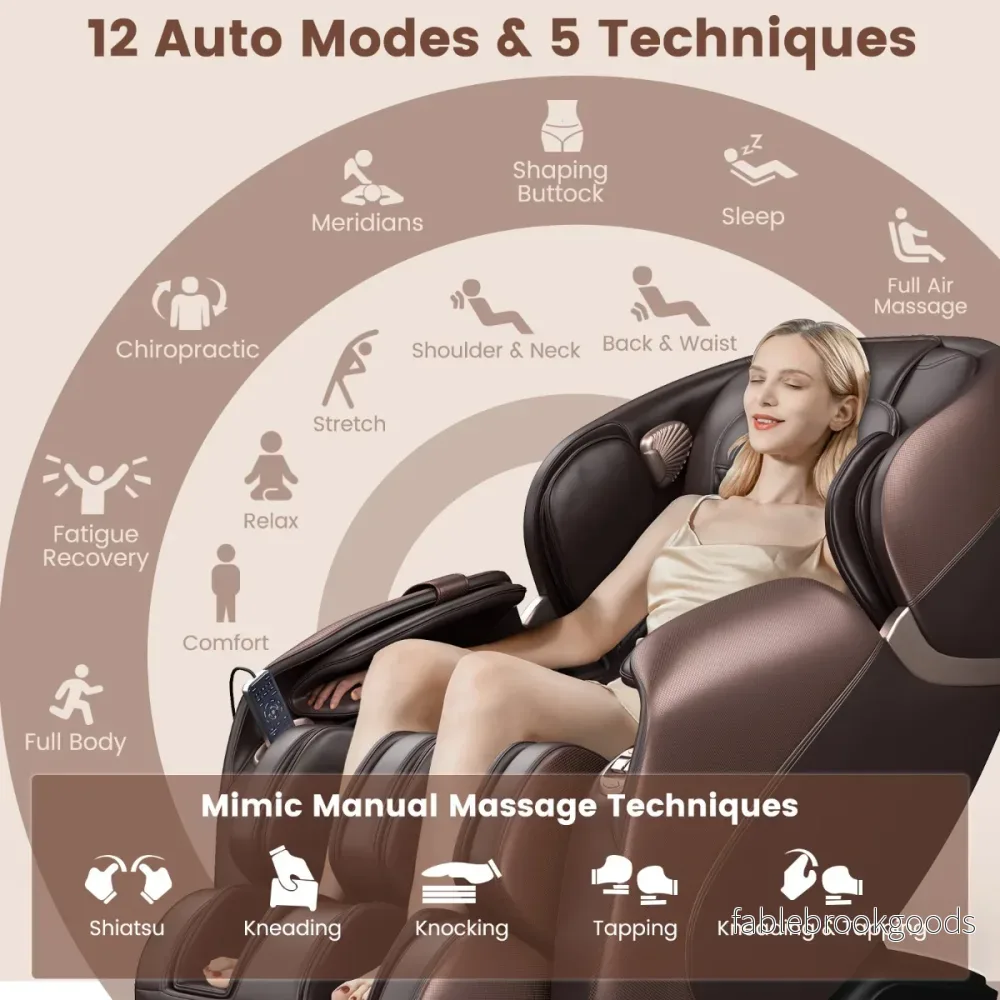 Relaxe – Hela kroppen massagestol Zero Gravity SL Track med värme och luftkompression – Brun - Bild 3
