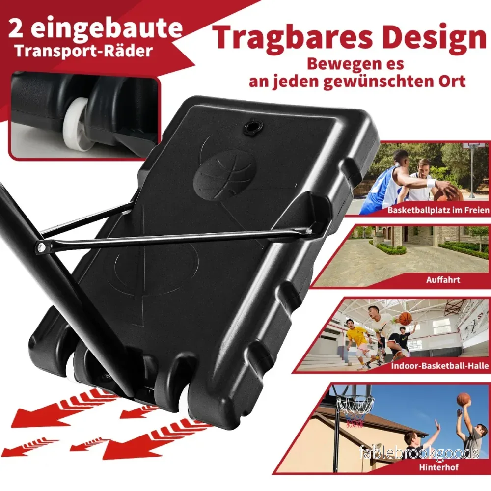 Basketställ – med nät och hjul Höjdjusterbar – 130-305 cm 2 – Svart - Bild 2