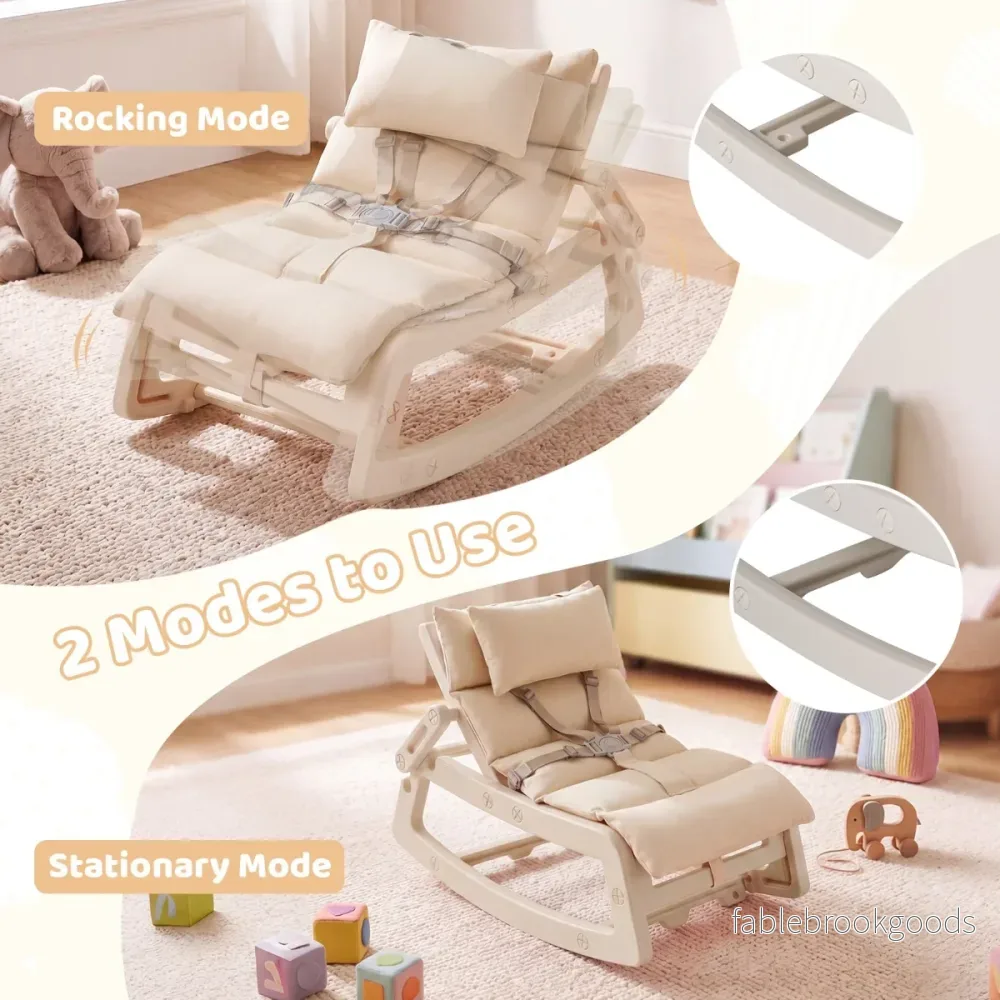 i – gungstol för barn med justerbart ryggstöd, babygungfåtölj – 2 1 – Beige - Bild 3