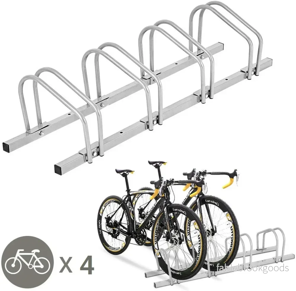 Cykelställ – för cyklar Multipelställ Stål Golvställ Ståställ – 4 – Silver - Bild 2