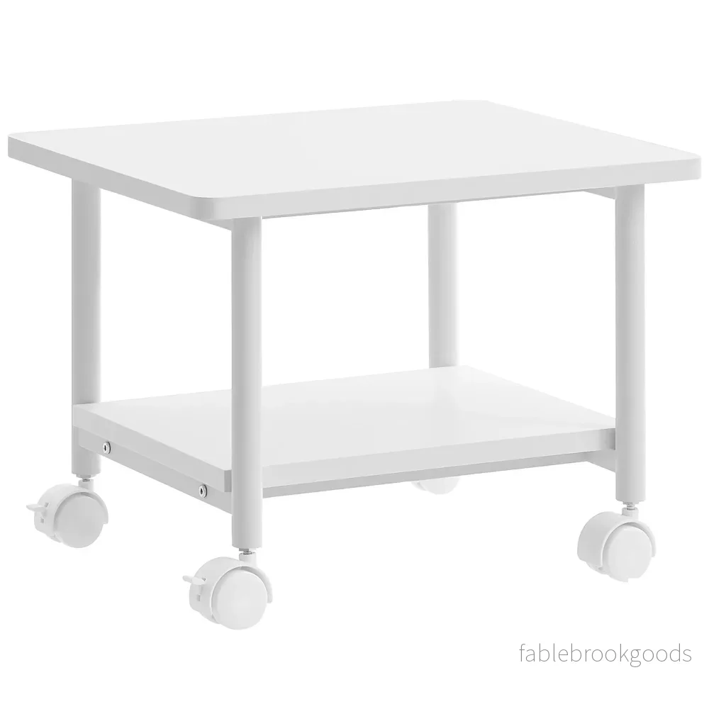 Printertafel - Op Wielen - 2 Niveaus - Wit