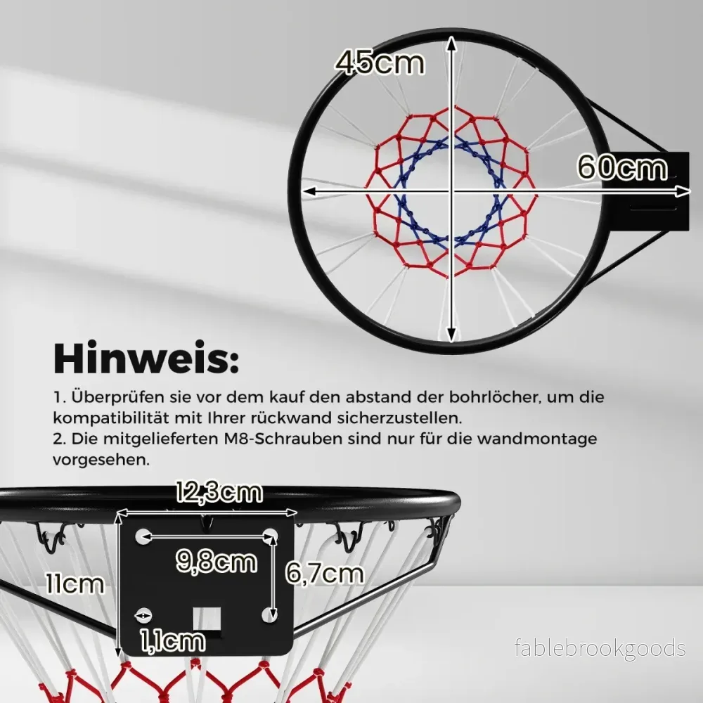 Standard – basketkorg med nät Mini för väggmontering – Ø 45 cm – Svart - Bild 2
