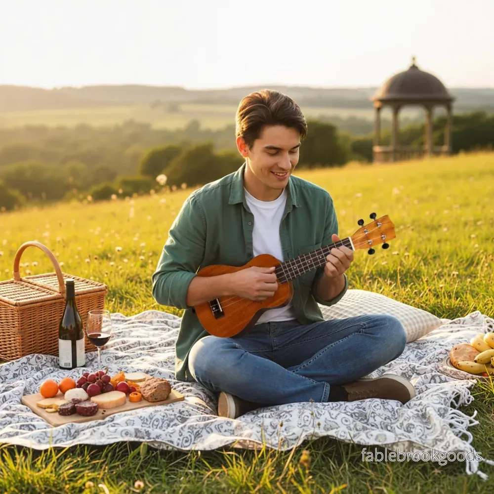 Tum – Ukulele Mahogny Trä Set med Bärväska Plektrum justerbar Rem – 21 – Natur - Bild 3
