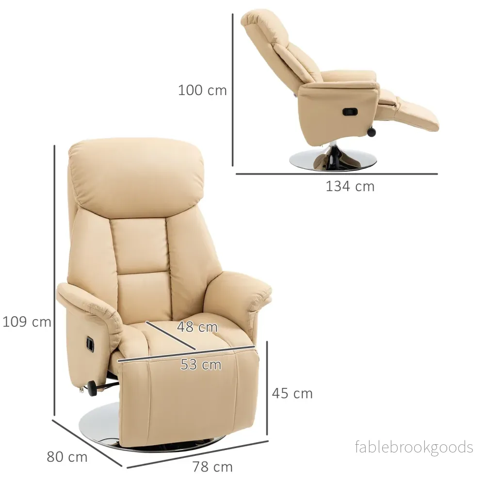 Liggstol, konstläder, 360° vridbar, beige - Bild 3