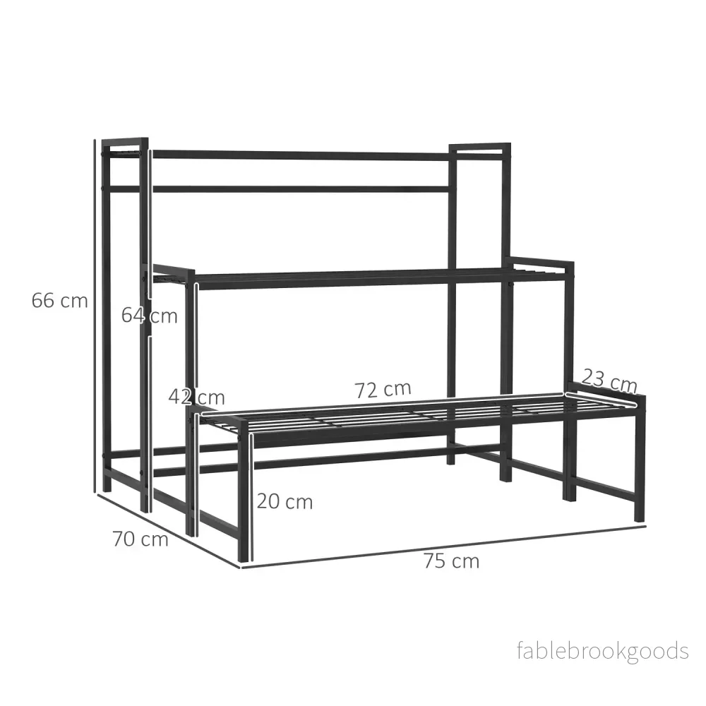 Plantställning i metall – 3-vånings blomsterhylla inomhus/utomhus, 66 cm - Bild 3