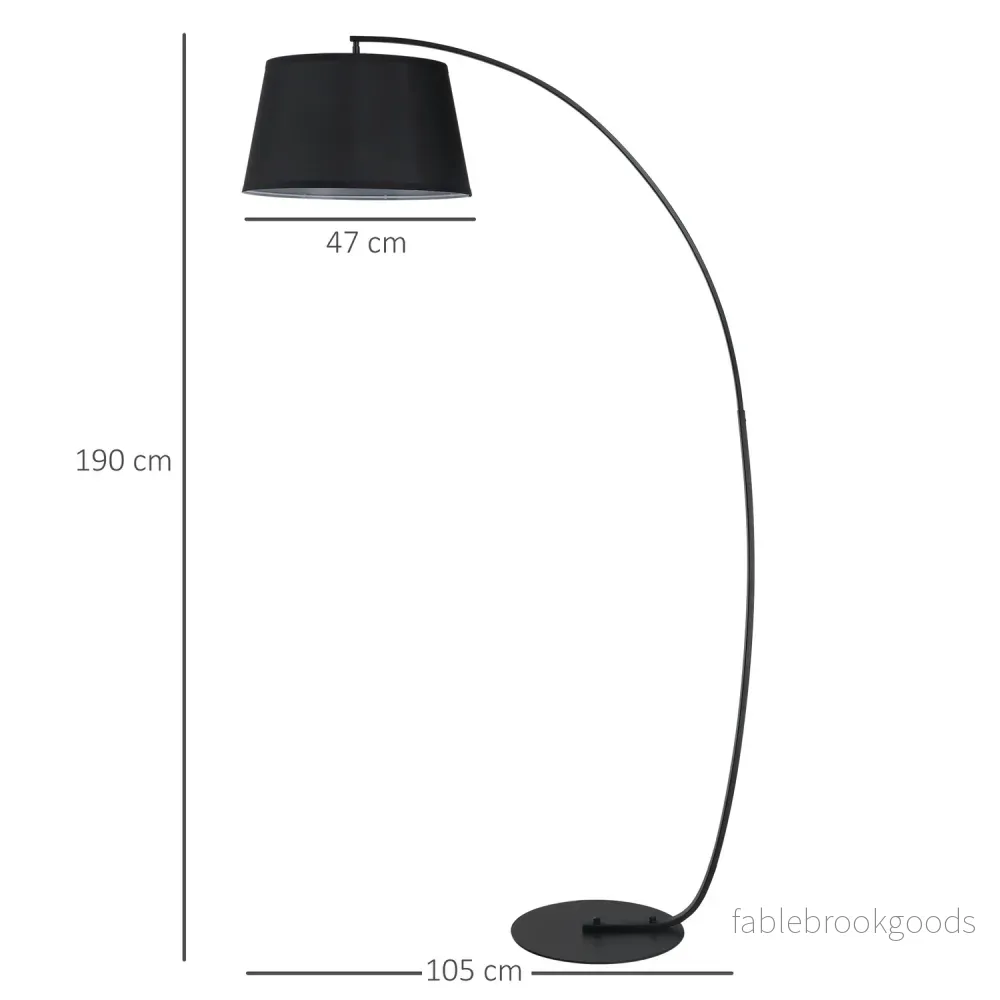 Modern metallbåggolvlampa med svart linneskärm - Bild 3