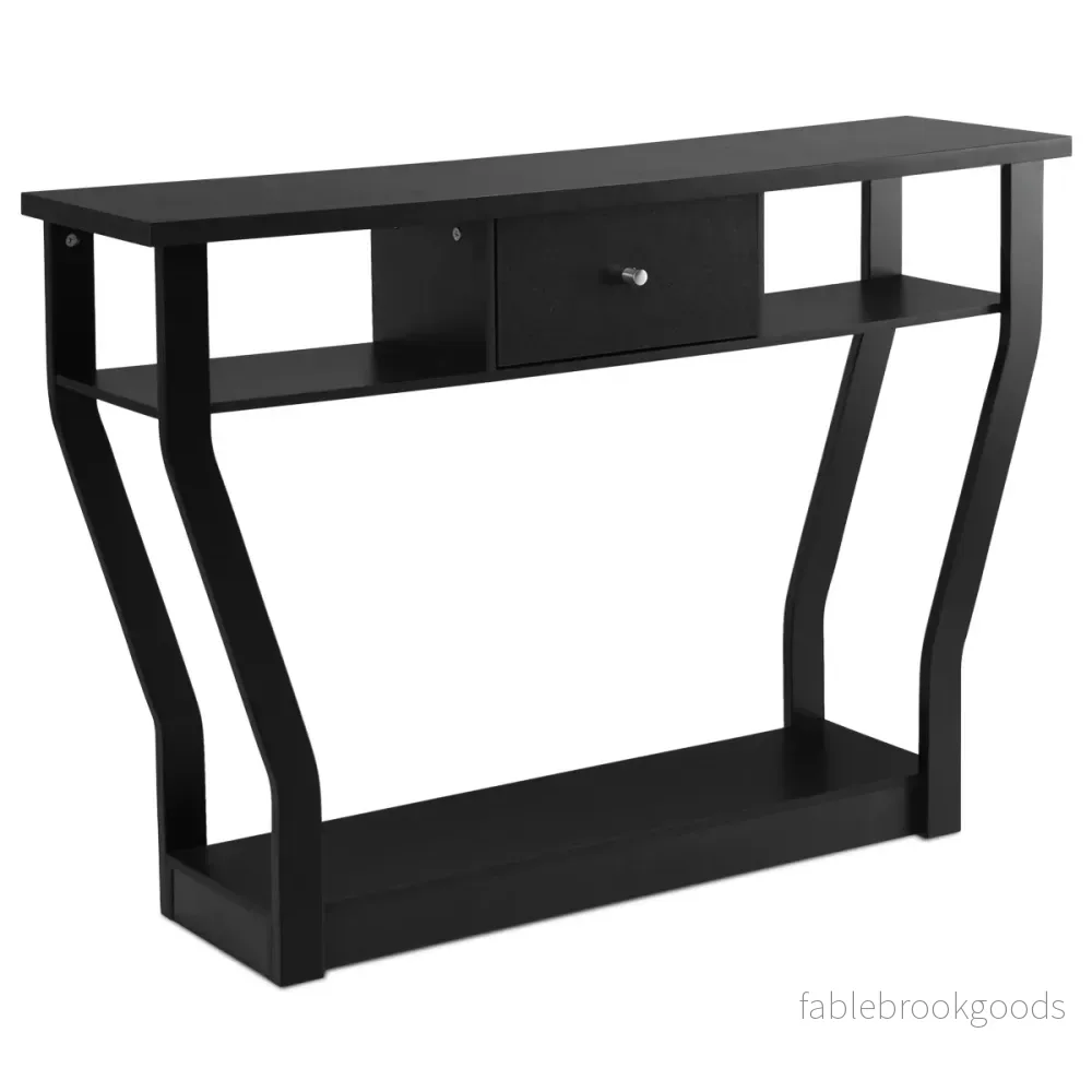 Konsolbord – Hallbord med låda och hylla – 120 x 30 x 81 cm – Svart - Bild 3