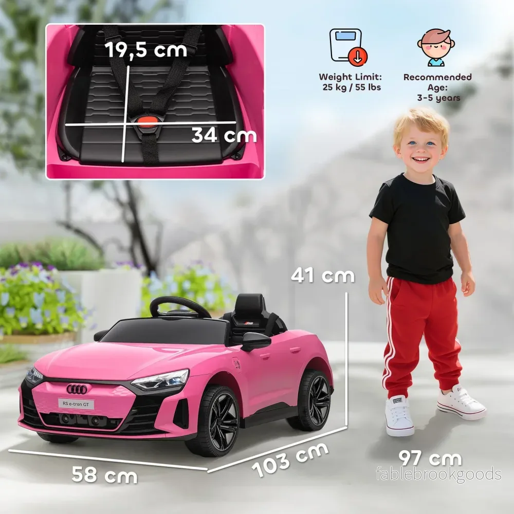 Elbil för barn med fjärrkontroll, säkerhetsbälte, musik, rosa, 3-5 år - Bild 3