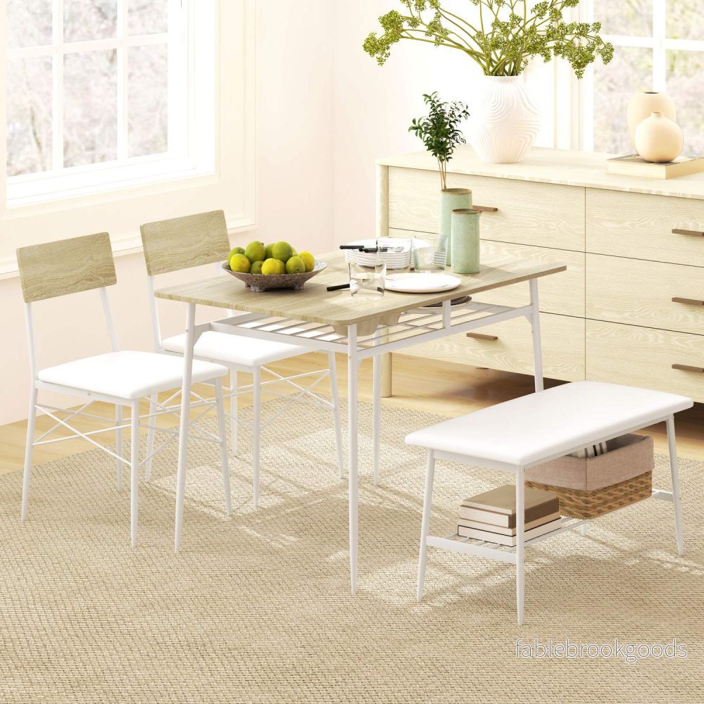 Matbordsset med bänk och stolar, ekfinish - Bild 2