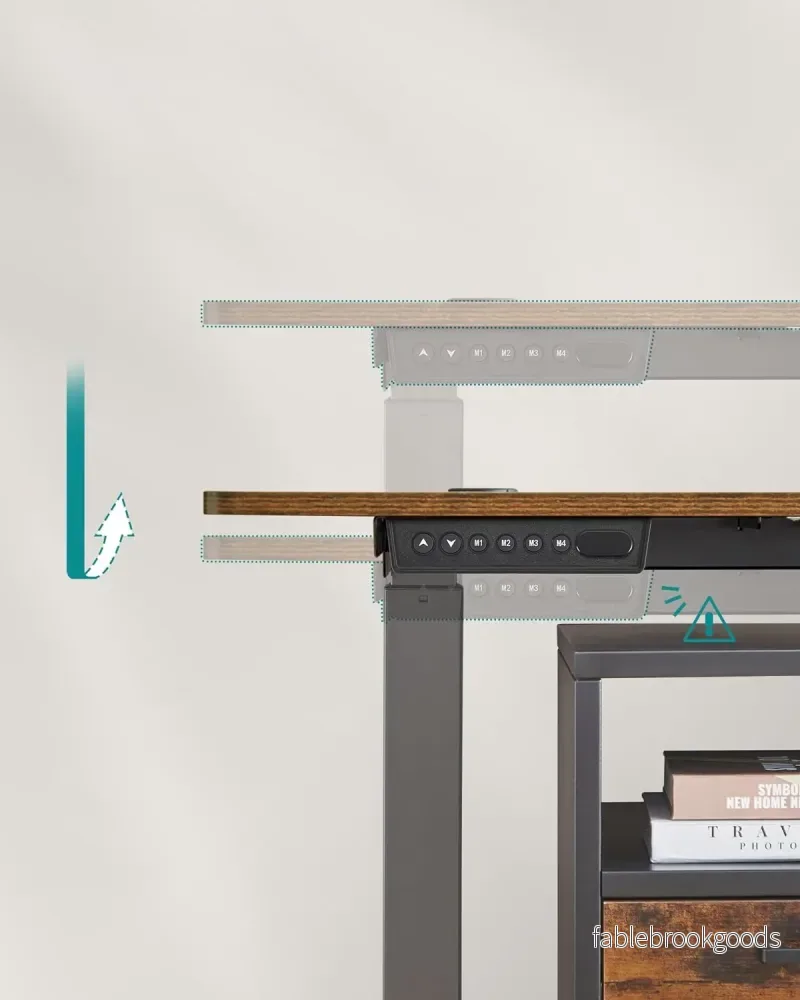 Elektriskt skrivbord – Justerbart i höjdled – Brun - Bild 3