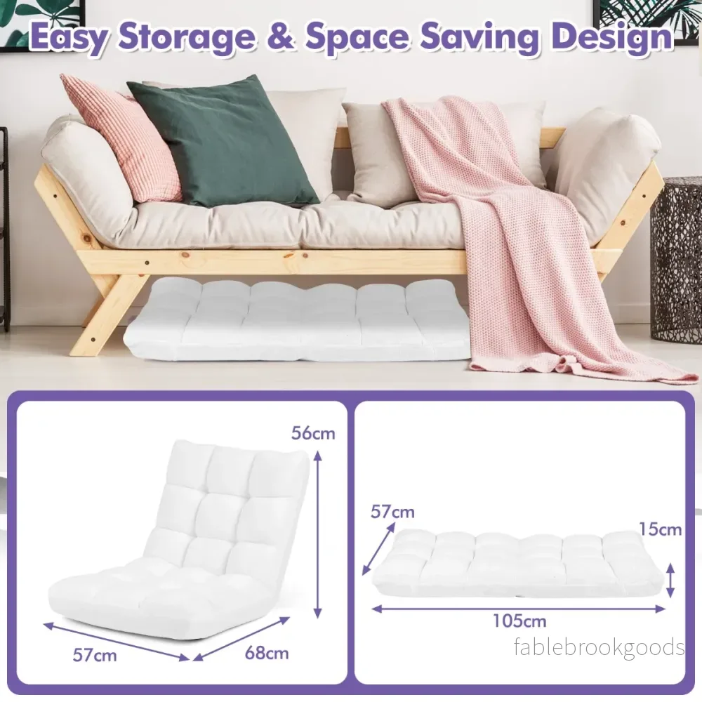 Golvstol – Ihopfällbar Lazy Sofa Lat Tatami Golvkudd – Vit - Bild 2