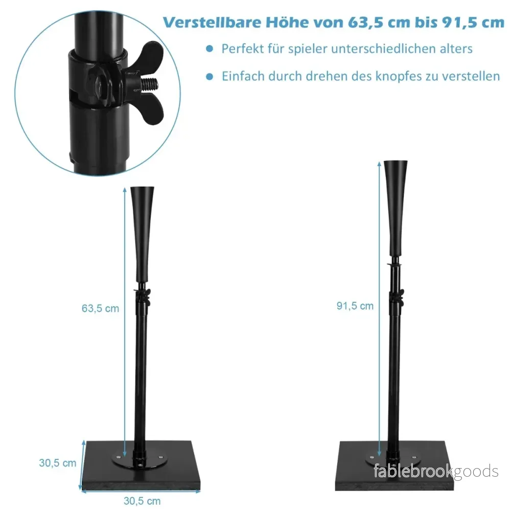 Batting – Tees höj och justerbart Baseballstativ bärbart med stabil bas – 63,5-91,5 cm – Svart - Bild 2