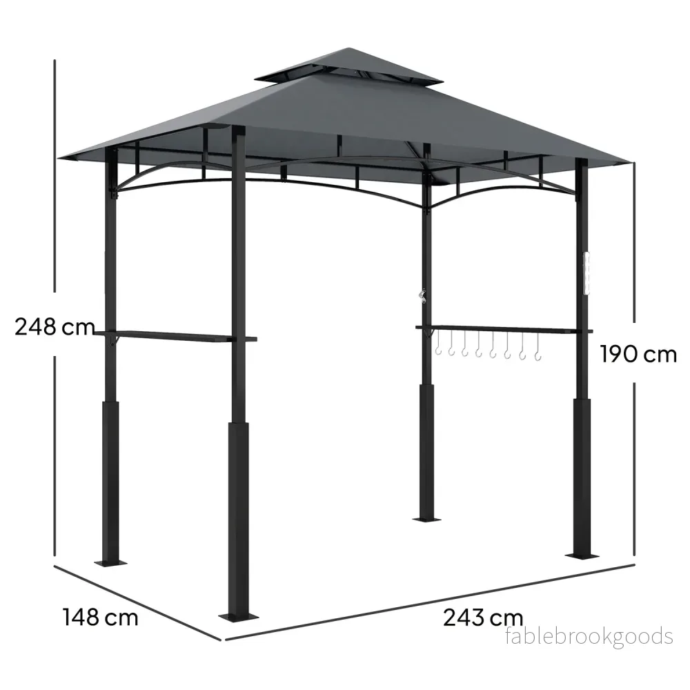 BBQ Pavilion, vattentät och flamskyddad, 243x148x248 cm - Bild 3