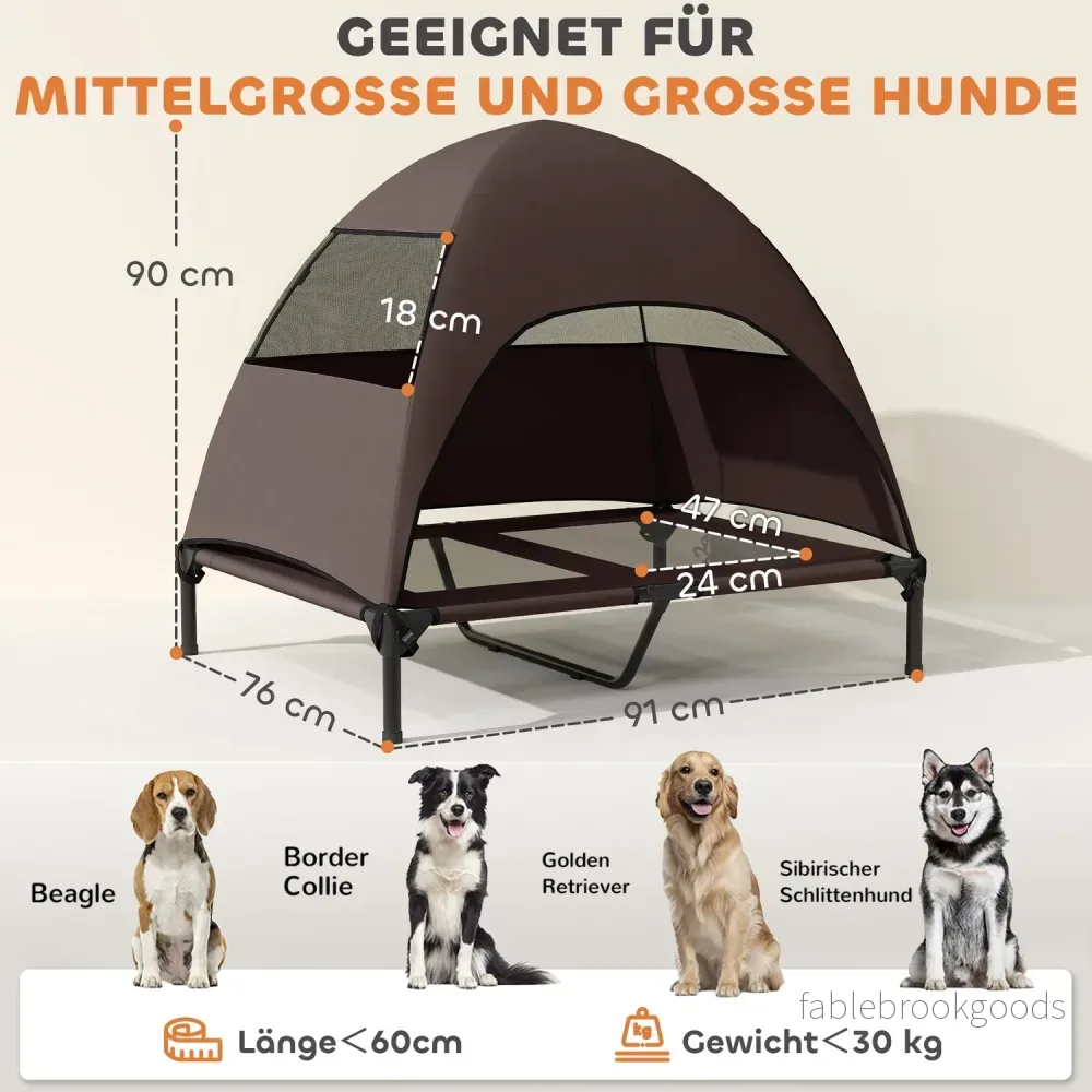Utomhus förhöjd hundsäng med tak – stor, svalkande, tvättbar - Bild 3