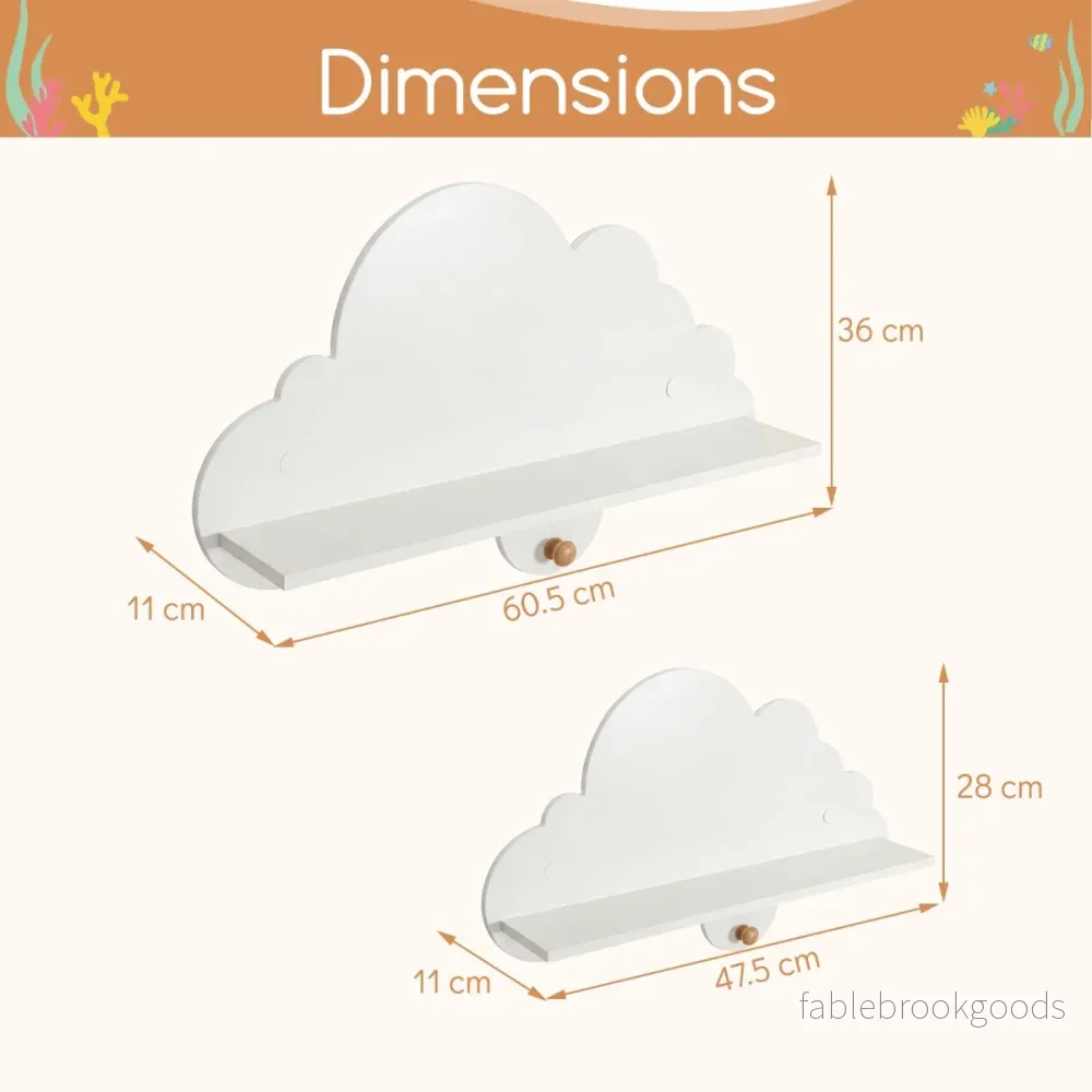 delat – Set Vägghylla Svävhylla i Molndesign Väggmonterad Bokhylla med Träkrokar – 2 – Vit - Bild 2