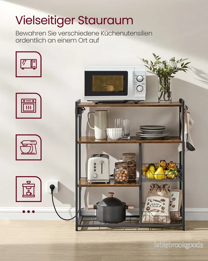 Kökshylla med uttag – Multifunktionell – Vintage Brun & Ink Black - Bild 3