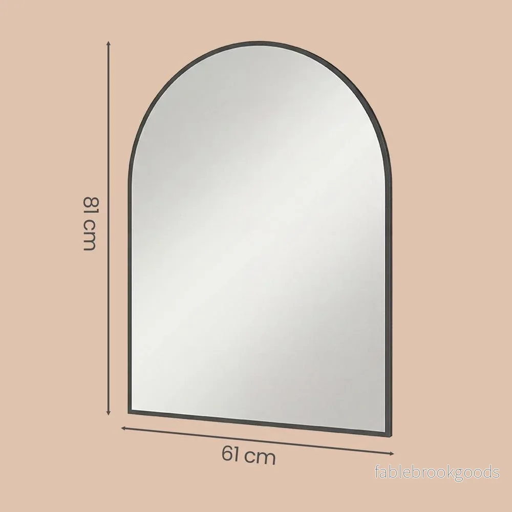 Wandspiegel - Gebogen - Aluminium Frame - 81 x 61 cm - Zwart - Bild 2