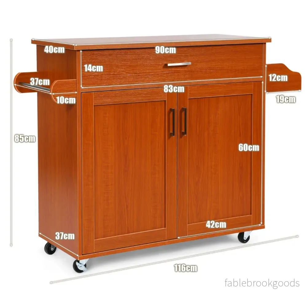 Köksvagn – med handdukshållare och kryddbräda Köksö låda – 116 x 40 x 85 cm – Brun - Bild 2