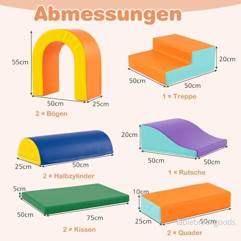 delade – skumgummibyggelement, mjuka byggstenar för krypning, klättring och rutschning, i – 10 – Orange - Bild 2
