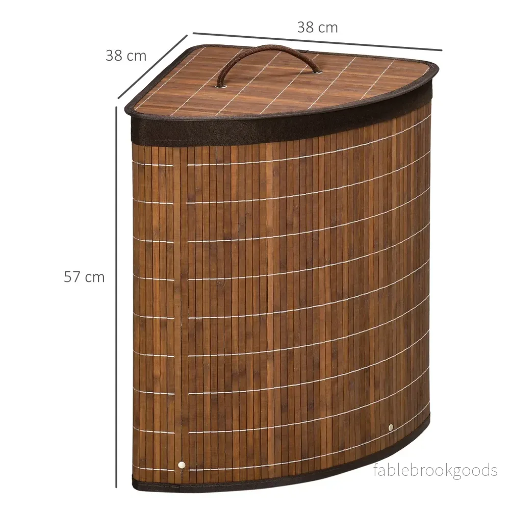 Bambu tvättkorg 55L med lock och avtagbar påse - Bild 3