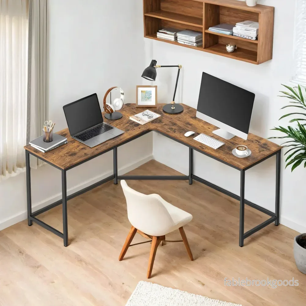 L-format skrivbord - spelbord - Vintage Brown Ink Black - Bild 2