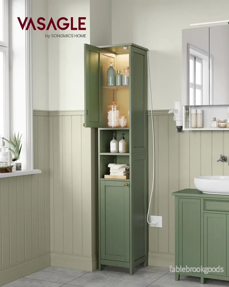 Badkamerkast - 170 cm Hoog - Met Verlichting - Landelijke Stijl - Bosgroen - Bild 2