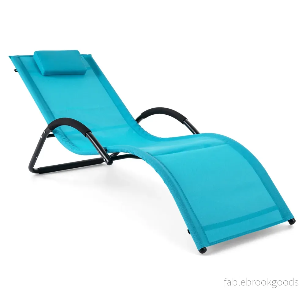 Ergonomisk – solstol med avtagbart huvudkudde liggstol belastbar upp till – 160 kg – Blå