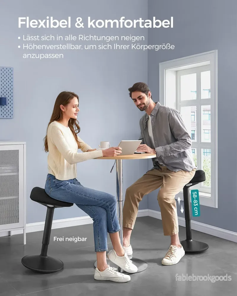 Justerbar pall – modern design – svart - Bild 3