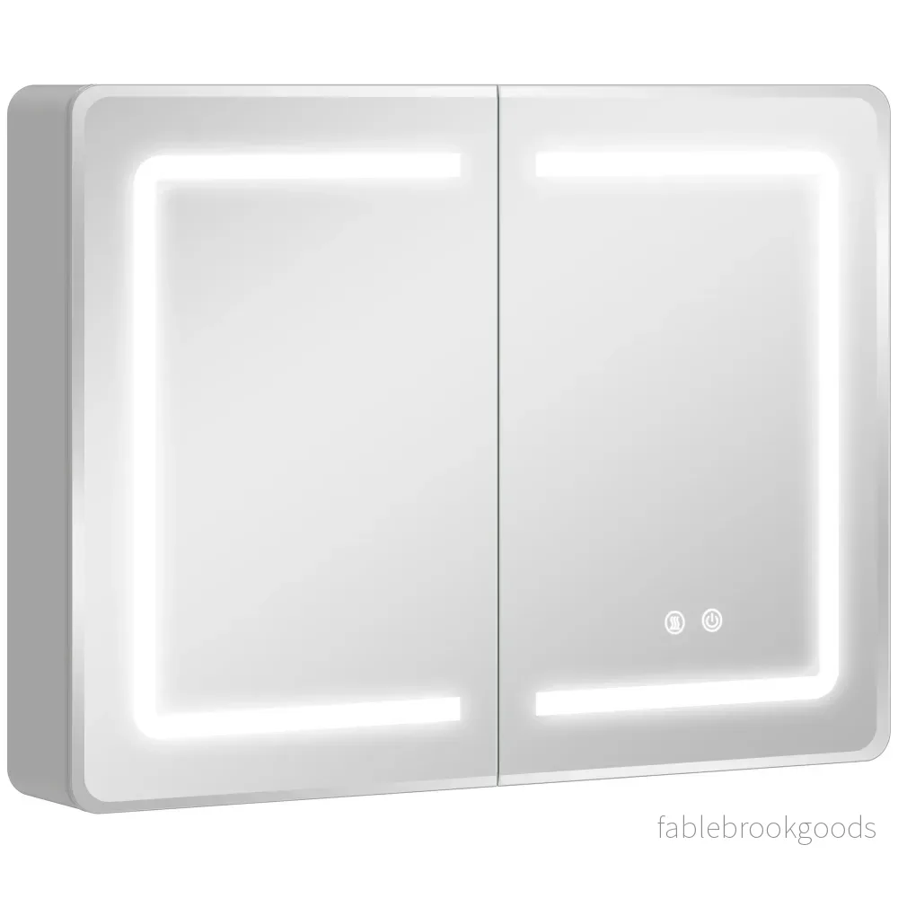 Spegelskåp för badrum med LED, imfri, 80 x 60 cm