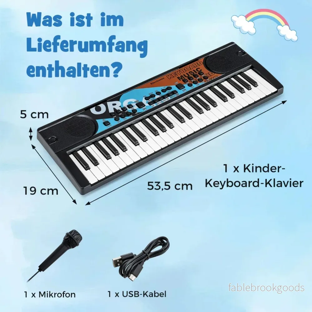 tangenter – barnpiano keyboard med rytmer och ljud Bärbart elektriskt – 49 8 8 – Svart - Bild 2