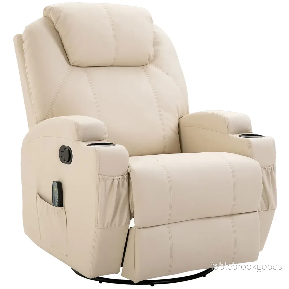 Elektrisk liggmassagestol, 5 lägen, krämvitt läder Elektrisk liggmassagestol, 5 lägen, krämvitt läder