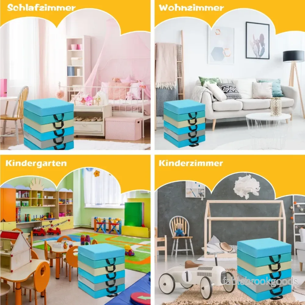 Set – med barnstolsdynor handtag golvkuddar dragkedja fyrkantig – 6 – Ljusblå - Bild 2