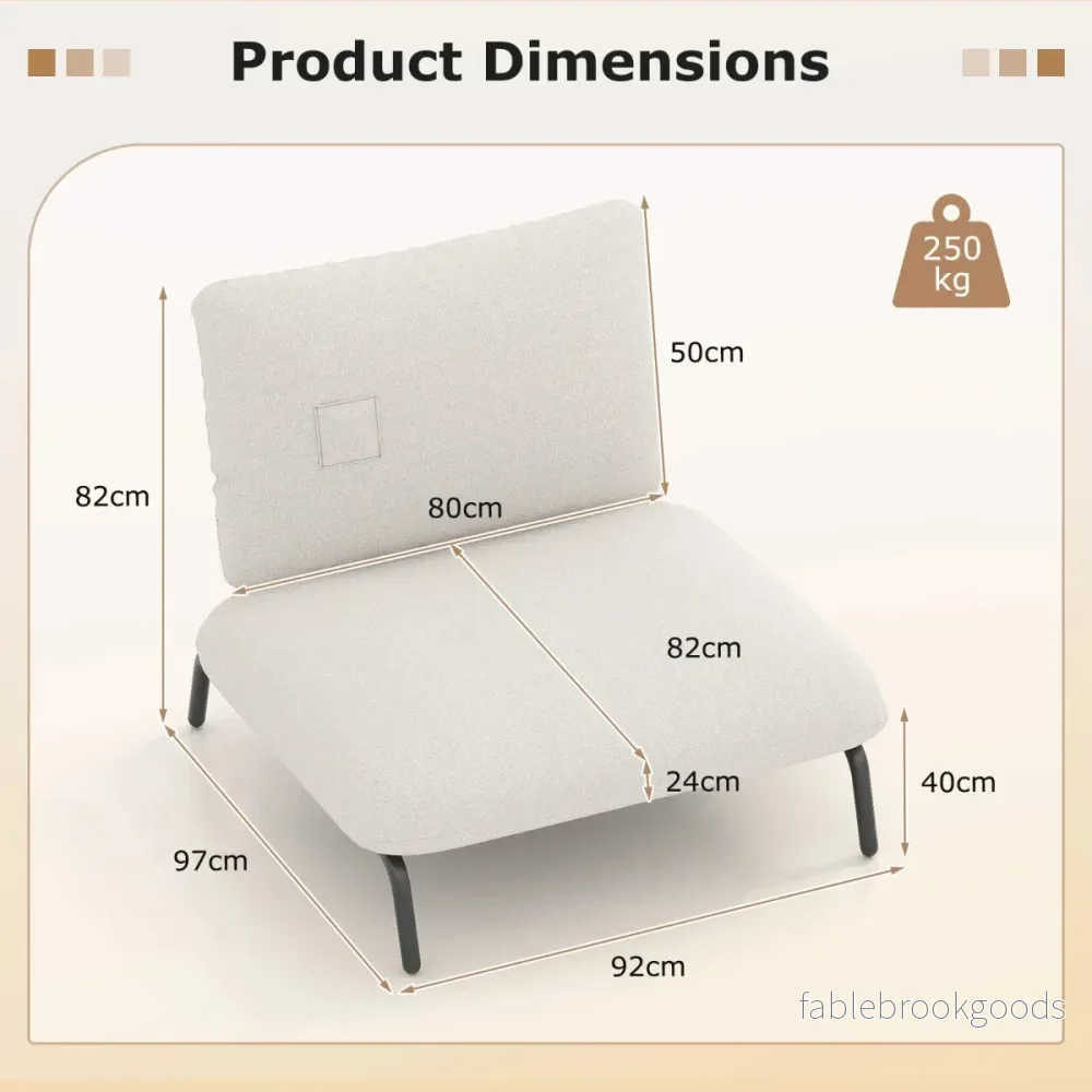Extra – stor accentstol med bred och djup sits Klädd Belastbar upp till – 250 kg – Beige - Bild 2