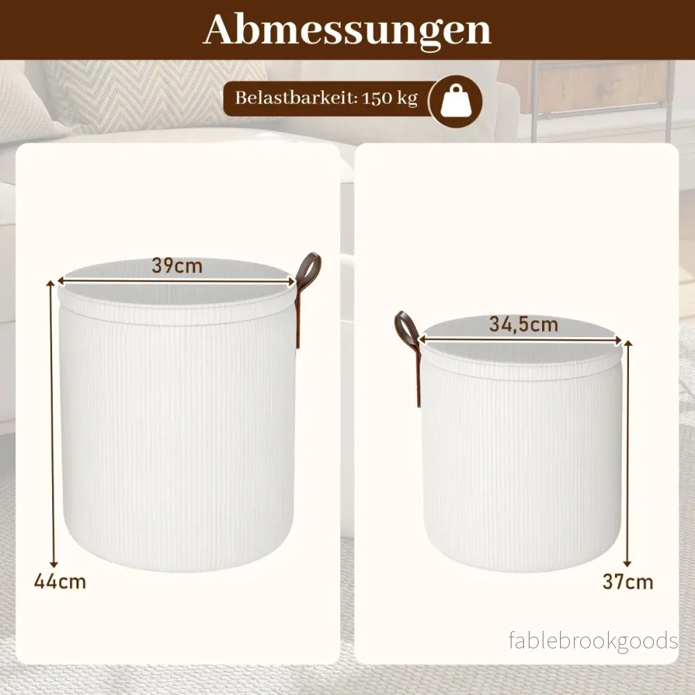 pack – runda pallar med förvaringsutrymme, stapelbara avtagbara lock, vita – 2 – Vit - Bild 2