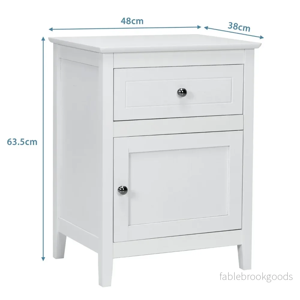 Set – med furu sängbord låda och dörr vånings accent sidobord – 2 2 – Vit - Bild 2