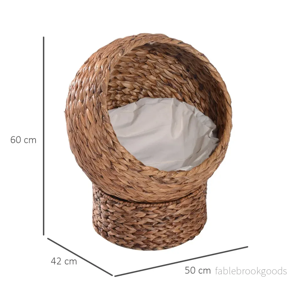 Rattan Cat Cave Bed Med Kudde, Vattenhyacint, 50cm - Bild 3