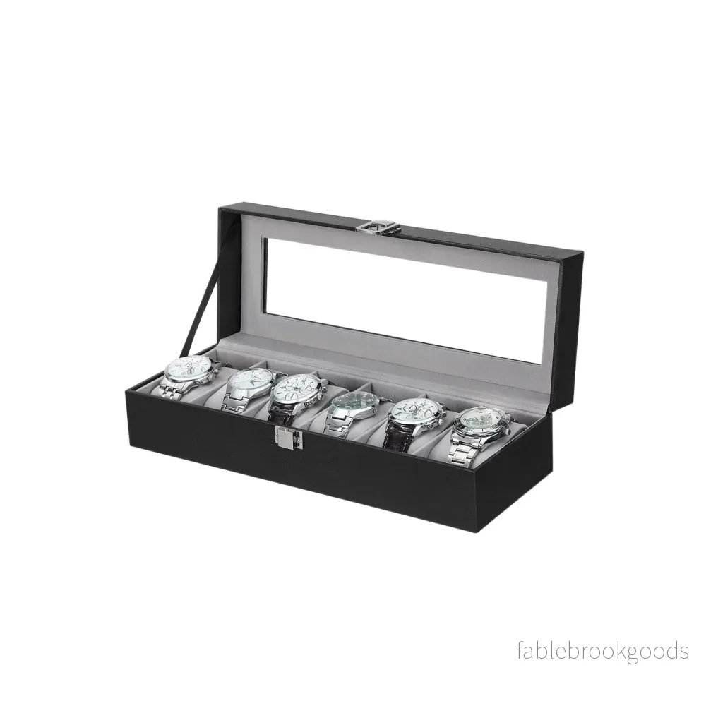 Klockbox – Elegant förvaringslösning för 6 klockor – Svartgrå - Bild 2