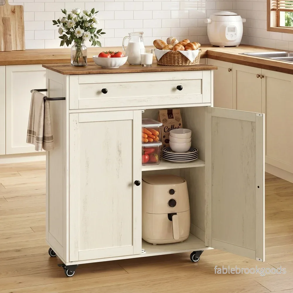 Keukenkast - 40 x 78,5 x 89,2 cm - Wolkenwit-Honingbruin - 45 kg werkblad capaciteit - 25 kg verstelbare plank capaciteit - 25 kg kastonderstel capaciteit - 10 kg lade capaciteit - 115 kg totale capaciteit