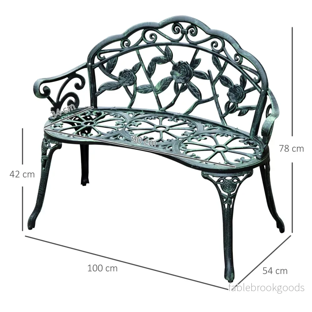 2-sits metall trädgårdsbänk – 100 x 54 x 78 cm - Bild 3