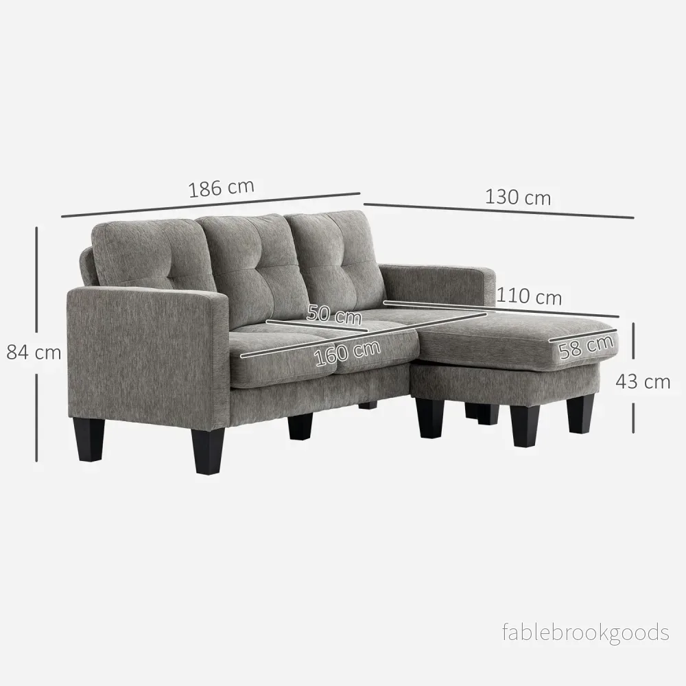 L-formad soffa, chenilletyg, brun, utrymmesbesparande design - Bild 3