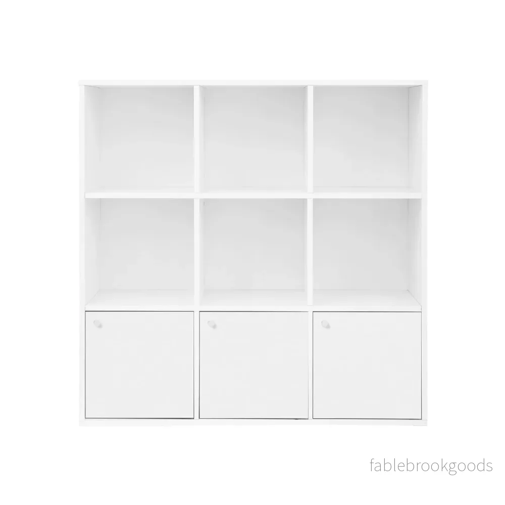 Bokhylla – fristående – 9 fack – vit - Bild 2