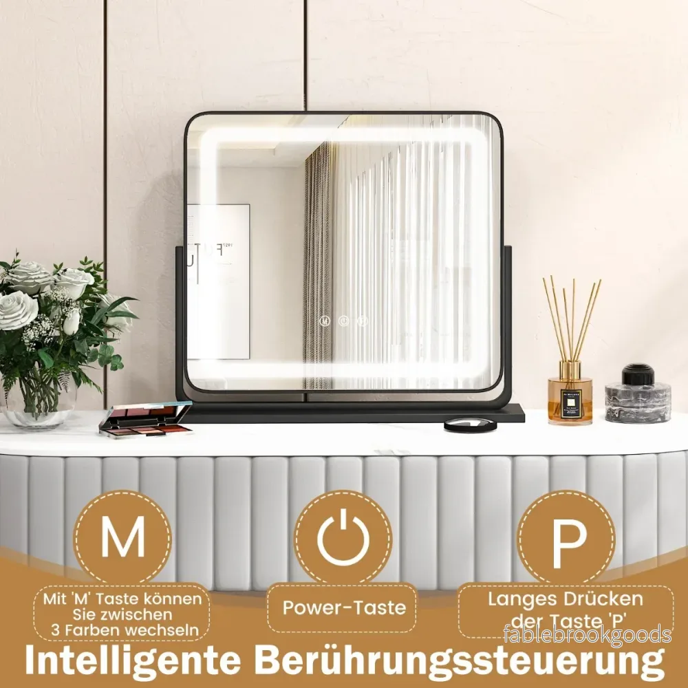 Bords – LED upplyst spegel med lampor – 56 x 12 x 48 cm – Svart - Bild 2