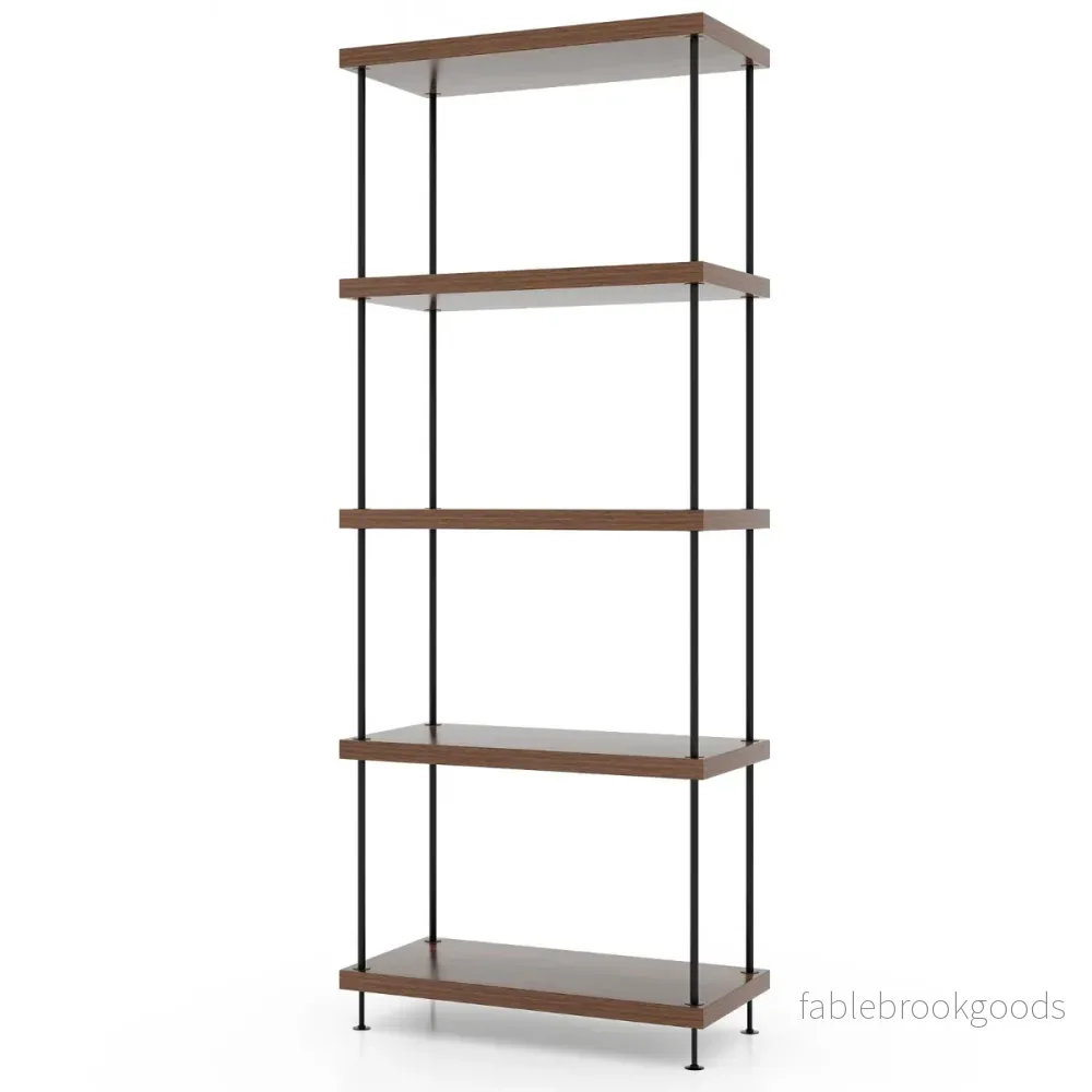 vånings – stående hylla med metallram Industriell Förvaringsställ – 5 60 x 29,5 x 147 cm – Brun