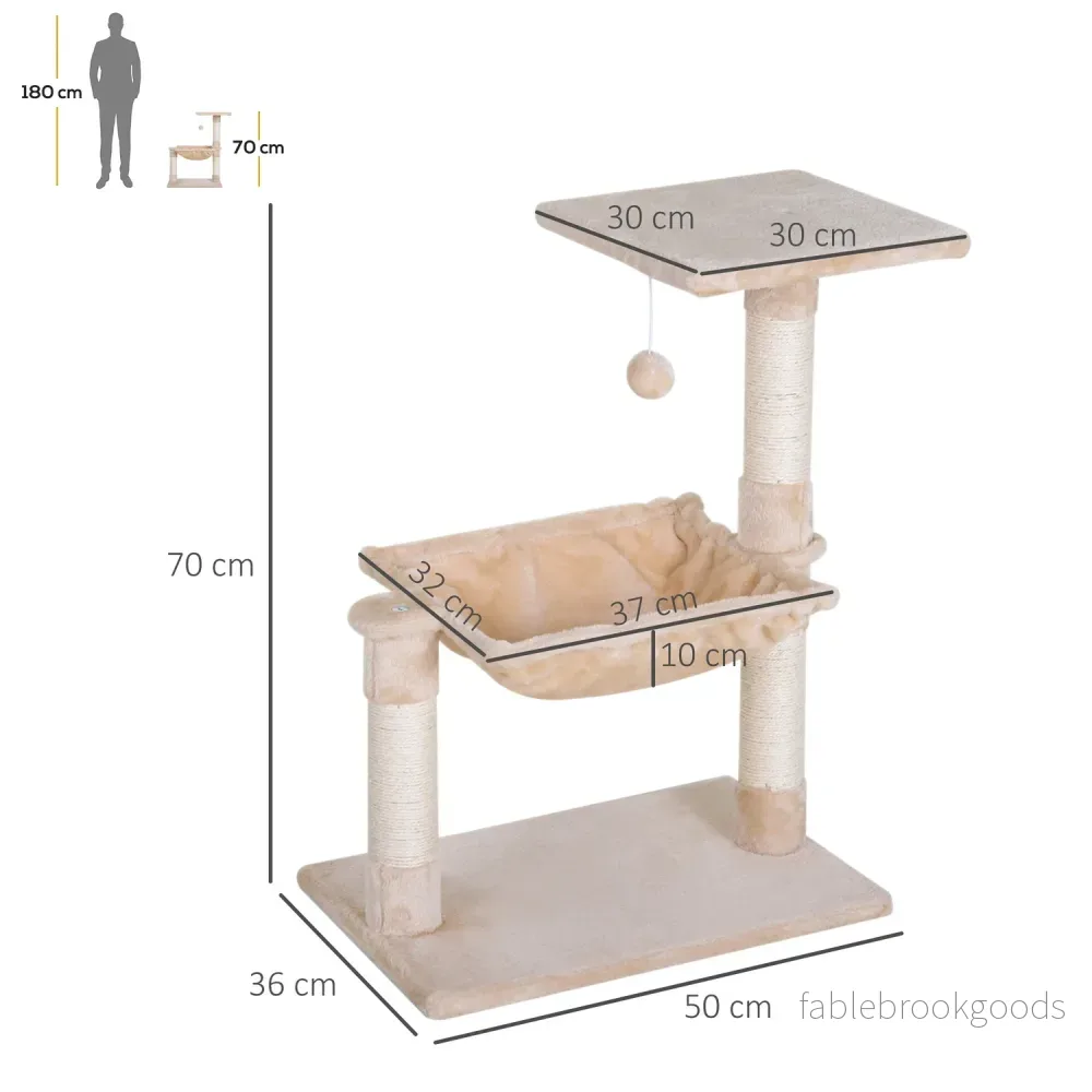 Kattträdskrapstolpe med sisal och plyschhängmatta 50cm - Bild 3