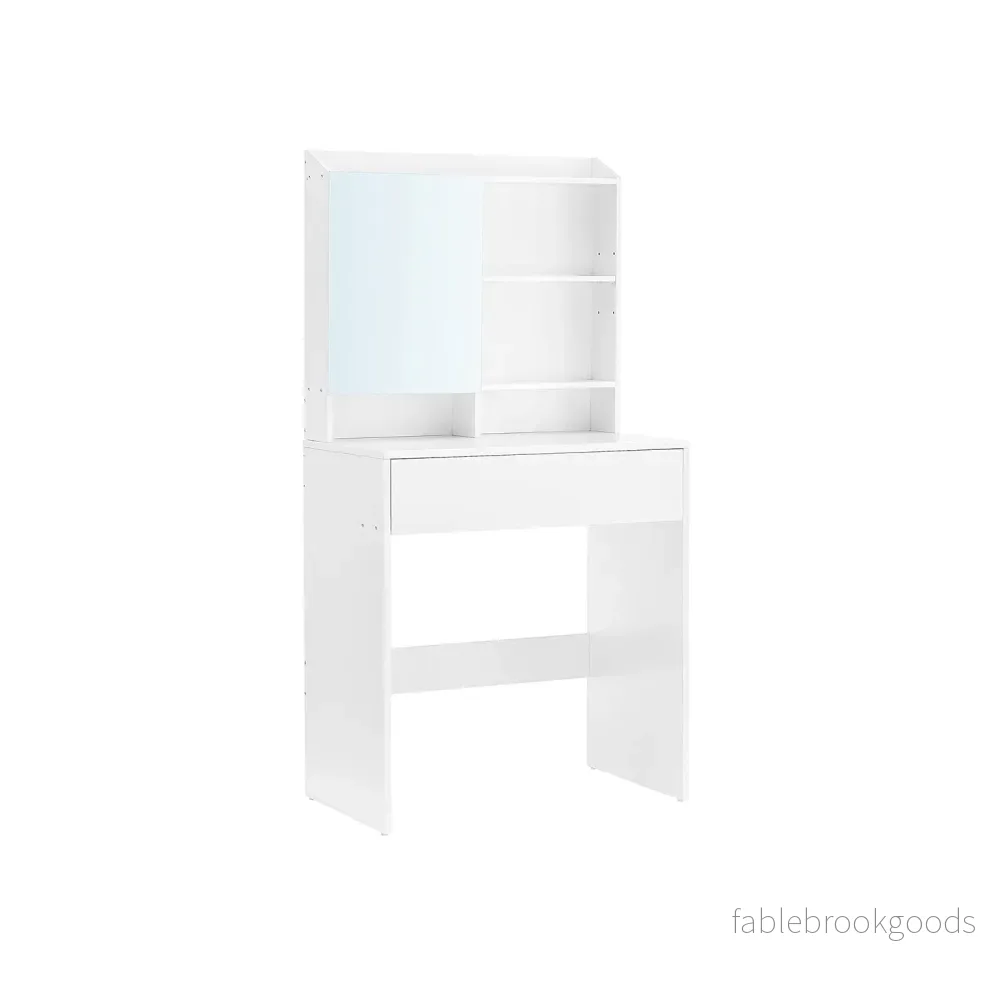 Sminkbord – Med spegel och låda – Vit Sminkbord – Med spegel och låda – Vit