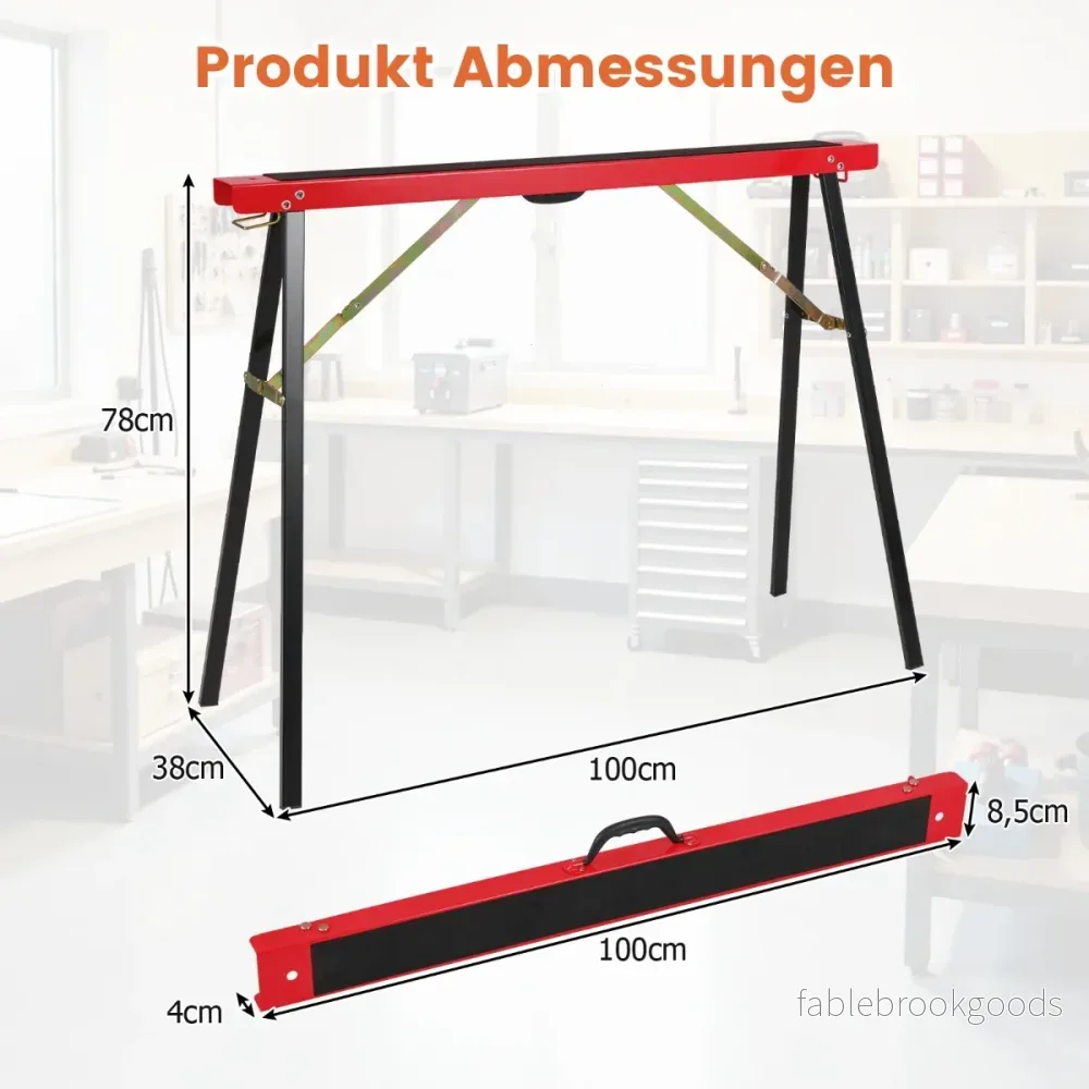 pack – bärbara sågställ i galvaniserad metall med halkfri yta svart + – 2 – Röd - Bild 2