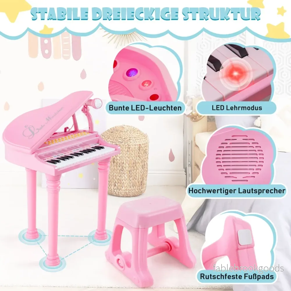 tangenter – Barntangentbord med Pall Piano Toy – 31 35 x 30 x 55 cm – Rosa - Bild 3