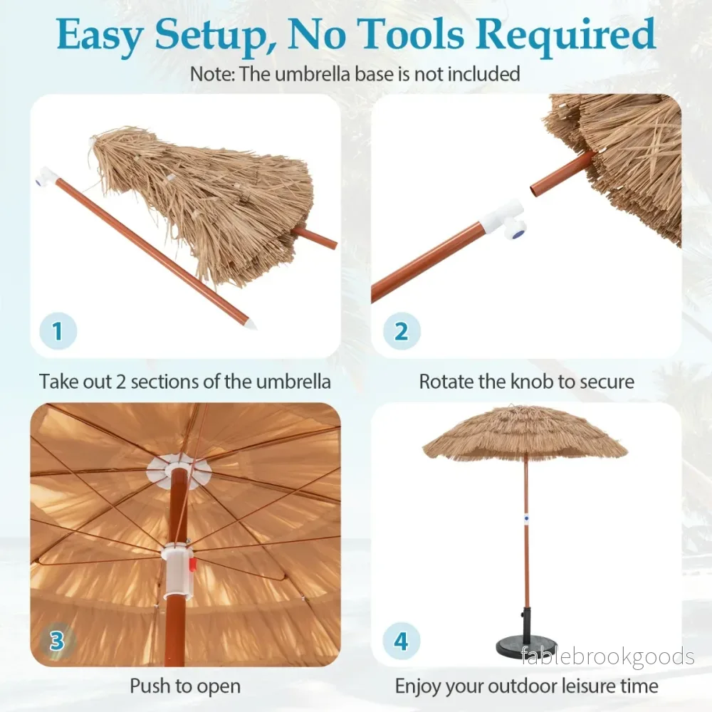 Hawaiian – Beach Paraply med Bärväska och Tilt Design Bord – 175 cm – Natur - Bild 3
